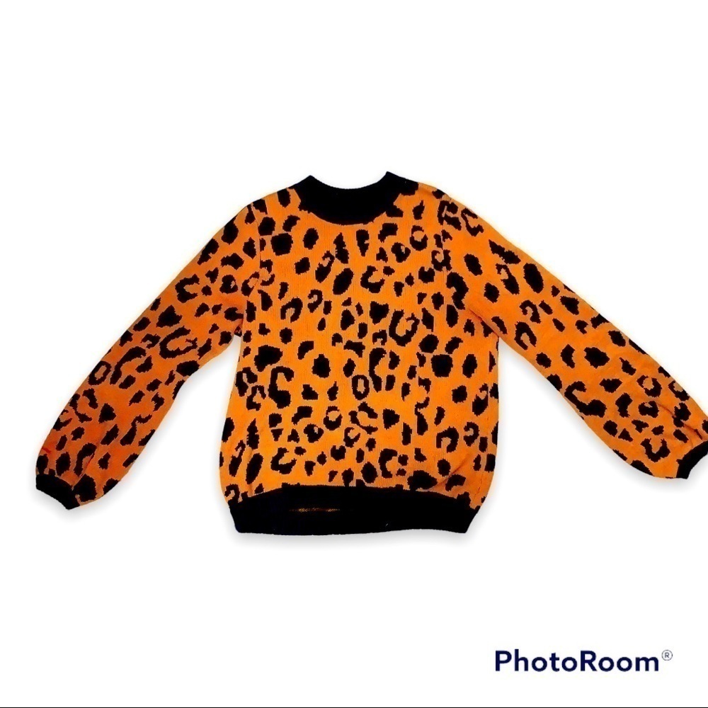 WHO WHAT WEAR Leopard Print Pullover Sweater XL